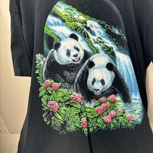 Vintage Panda Bear with Flowers T-Shirt Nature XL on AAA Tag Y2K